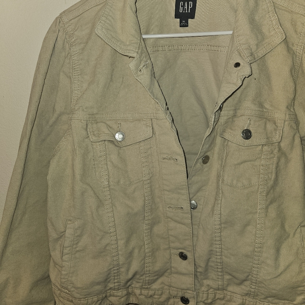 Gap Womens Beige Puff Sleeve Button Up Corduroy Jacket Size X-Large - Picture 3 of 11